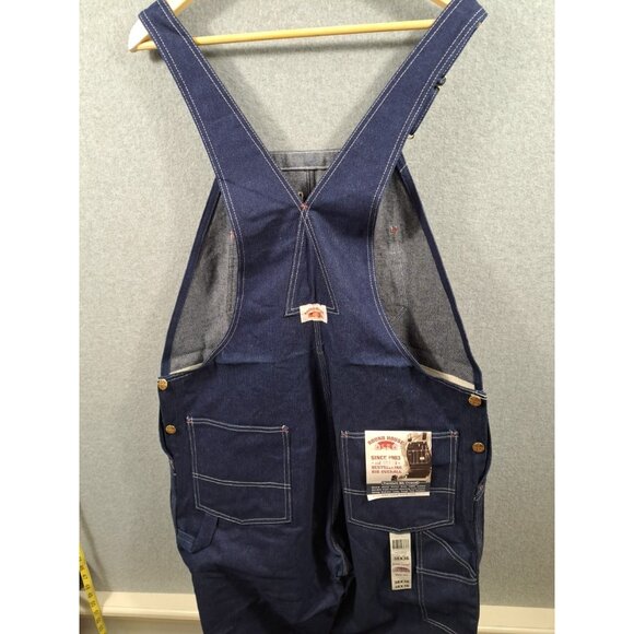 Round House Bib Overalls Mens 38x36 Button Fly Dark Wash Denim Cotton Farmer - Picture 3 of 9